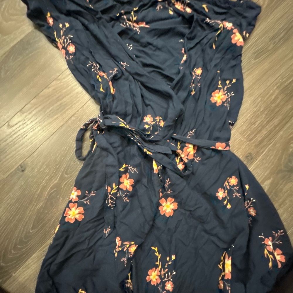 Roxy Navy Floral Wrap Dress